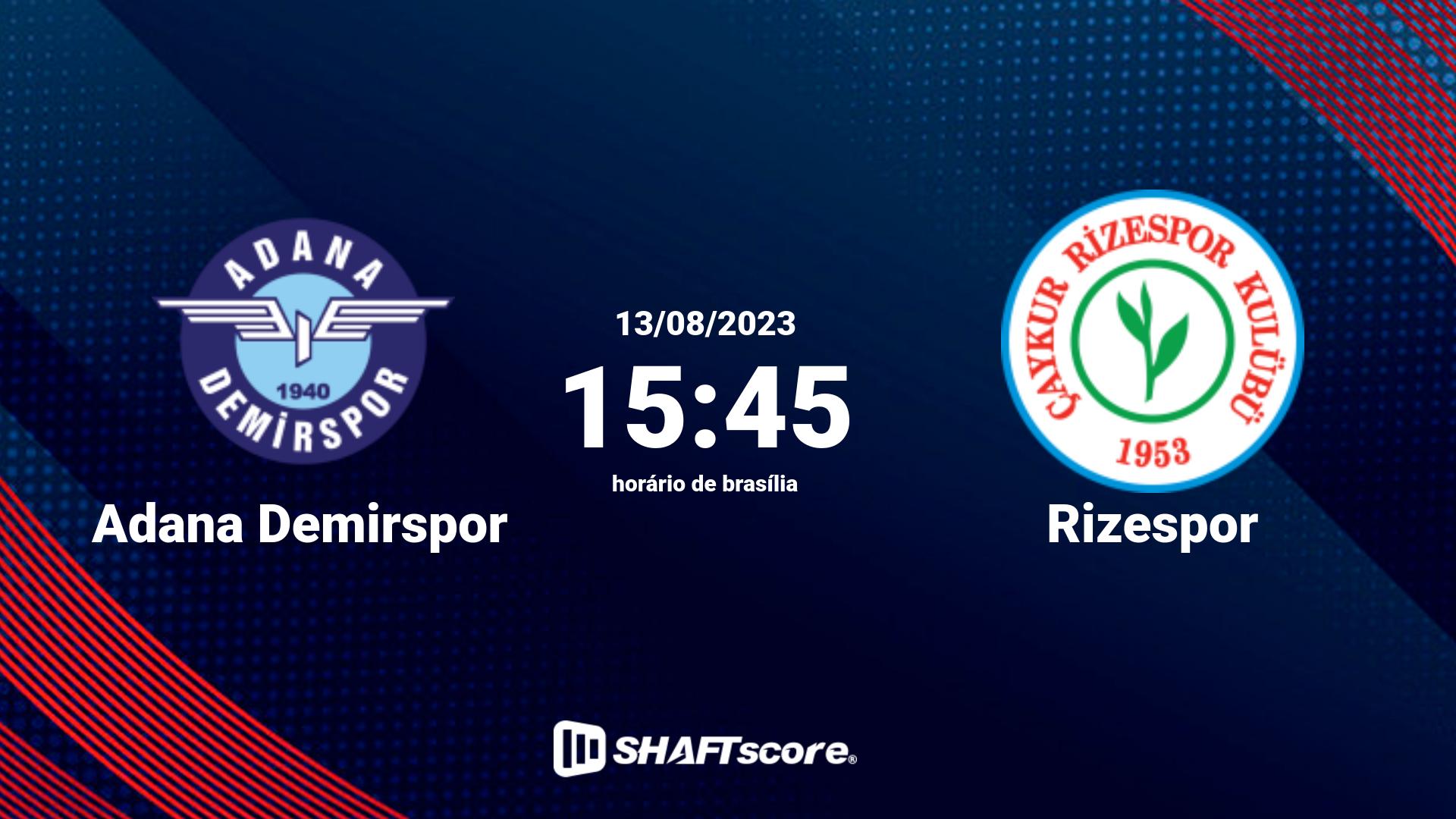 Estatísticas do jogo Adana Demirspor vs Rizespor 13.08 15:45