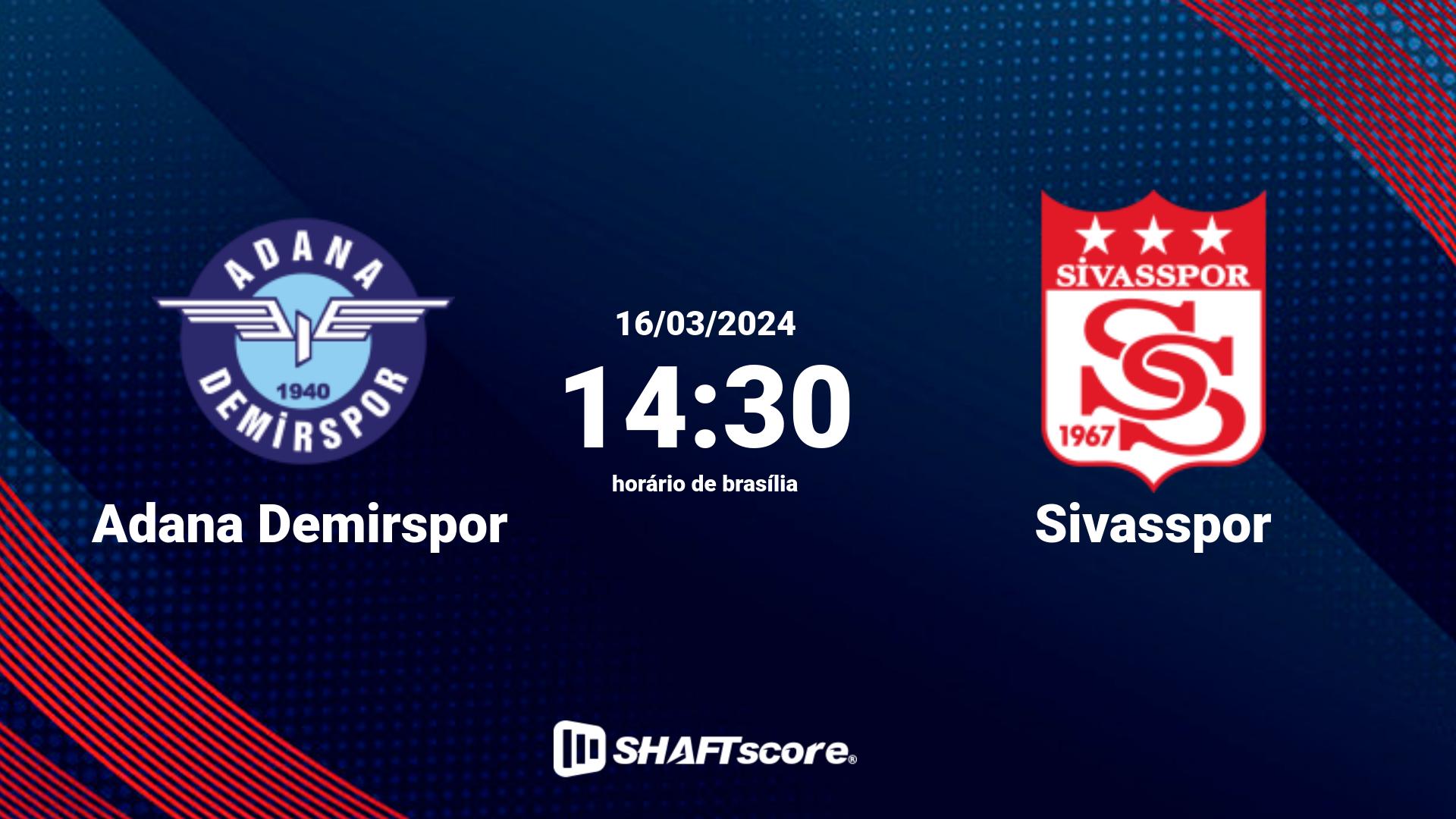 Estatísticas do jogo Adana Demirspor vs Sivasspor 16.03 14:30