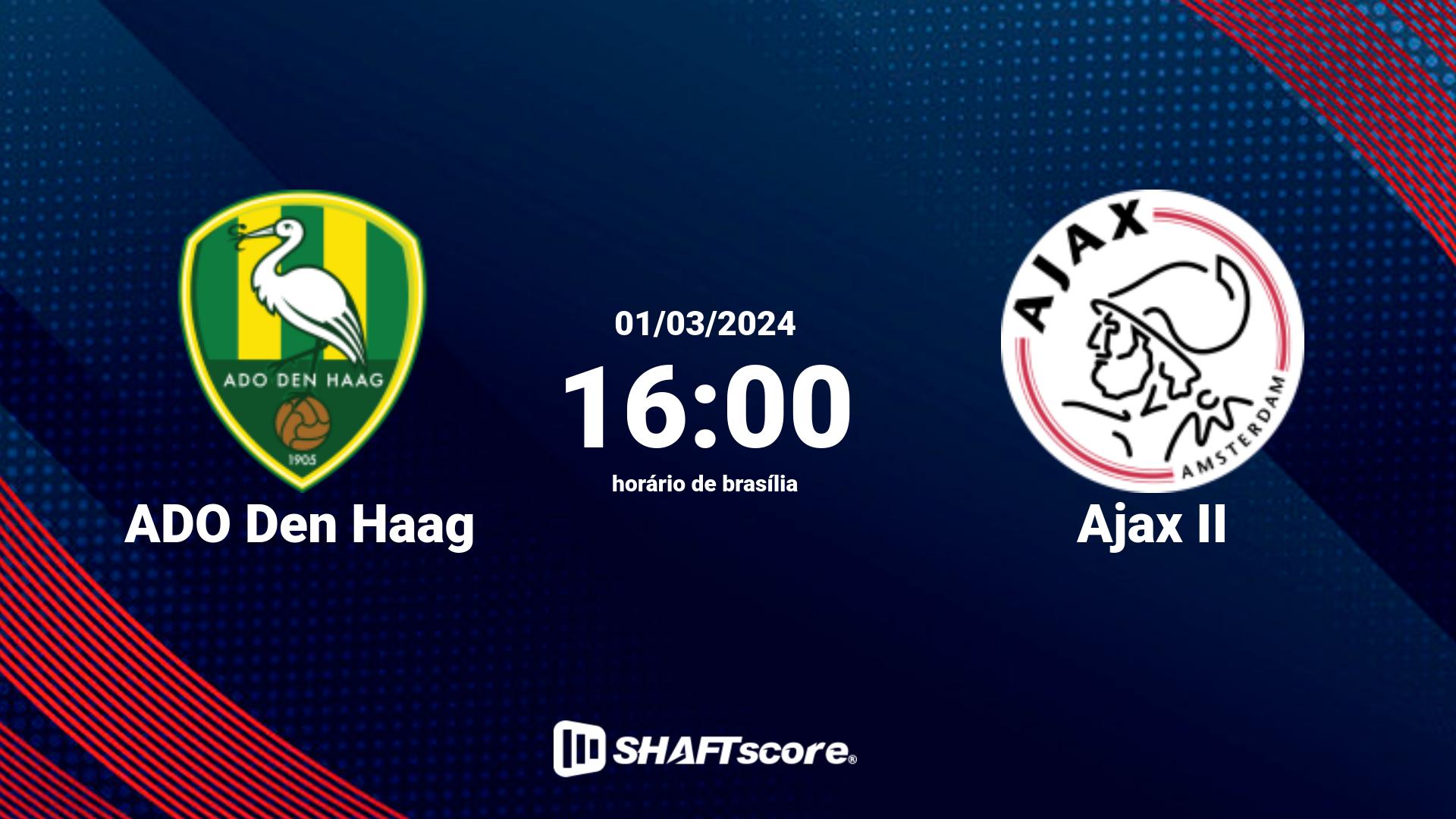 Estatísticas do jogo ADO Den Haag vs Ajax II 01.03 16:00