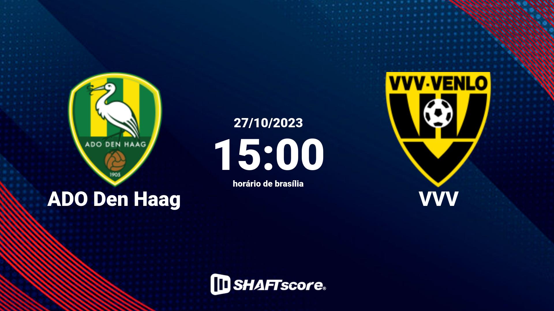 Estatísticas do jogo ADO Den Haag vs VVV 27.10 15:00