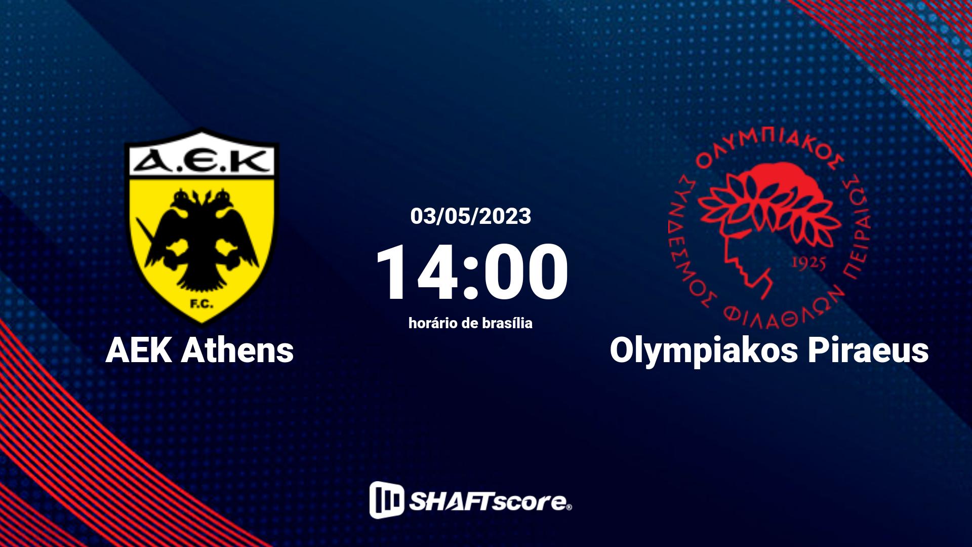 Estatísticas do jogo AEK Athens vs Olympiakos Piraeus 03.05 14:00