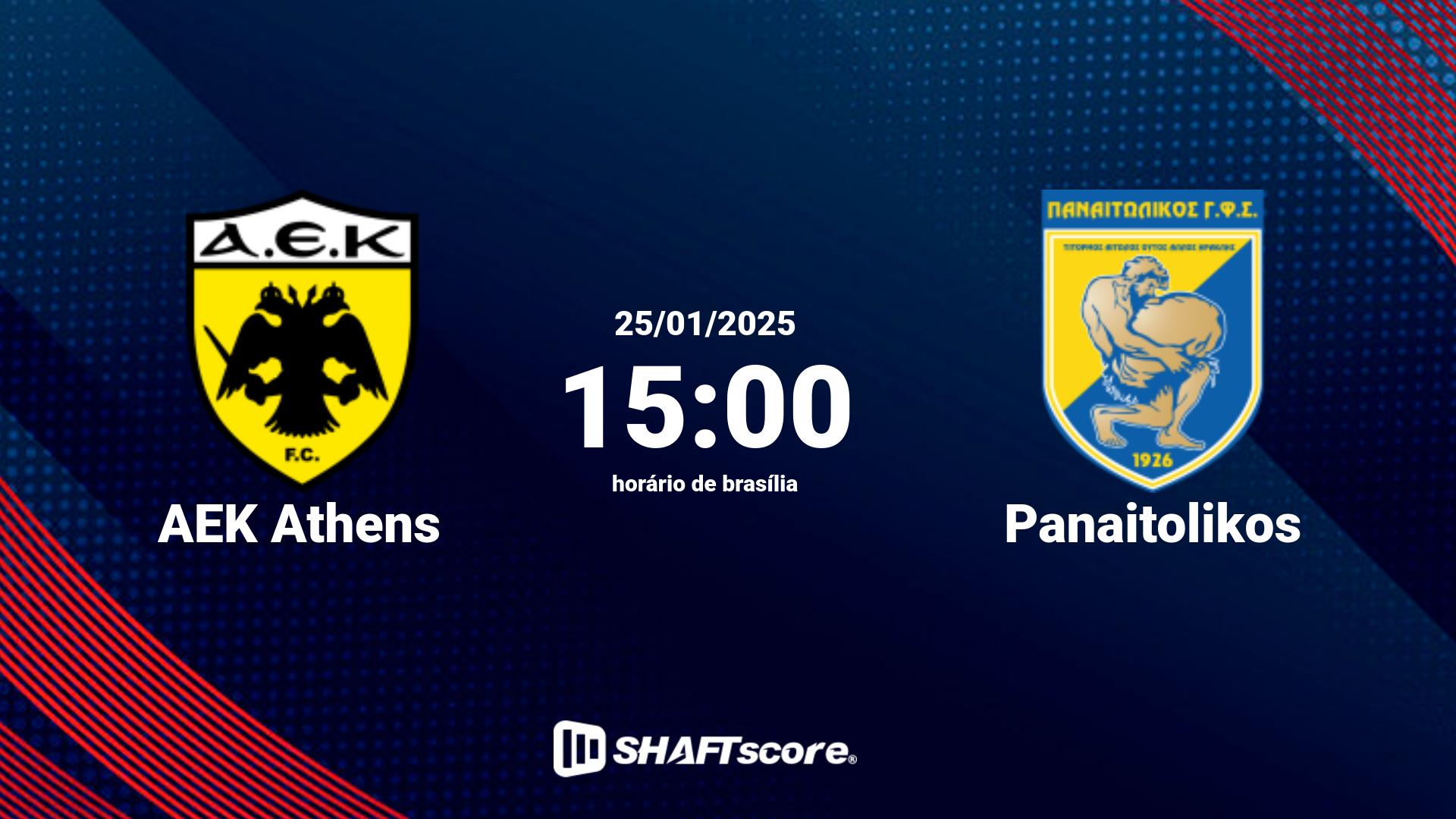 Estatísticas do jogo AEK Athens vs Panaitolikos 25.01 15:00