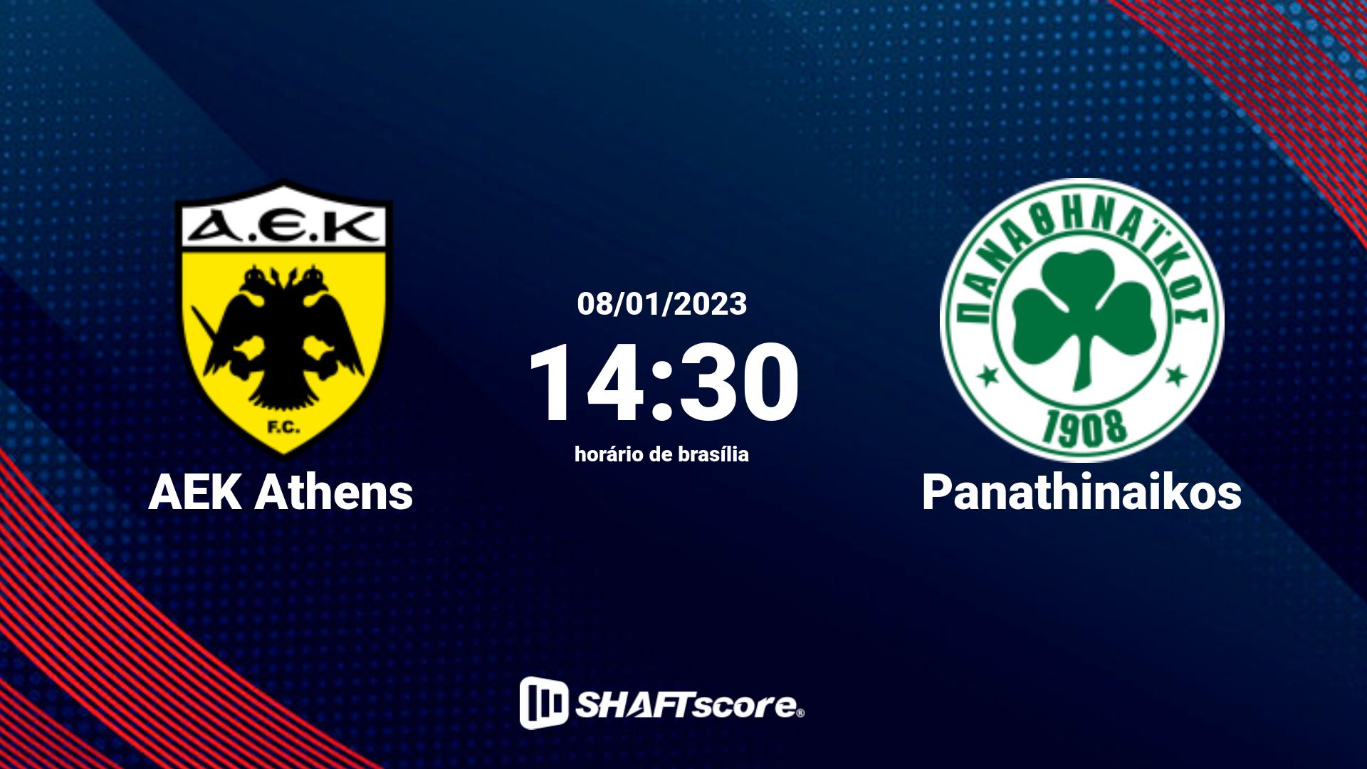 Estatísticas do jogo AEK Athens vs Panathinaikos 08.01 14:30