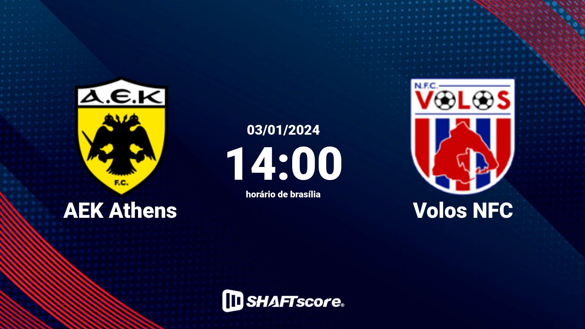 Estatísticas do jogo AEK Athens vs Volos NFC 03.01 14:00