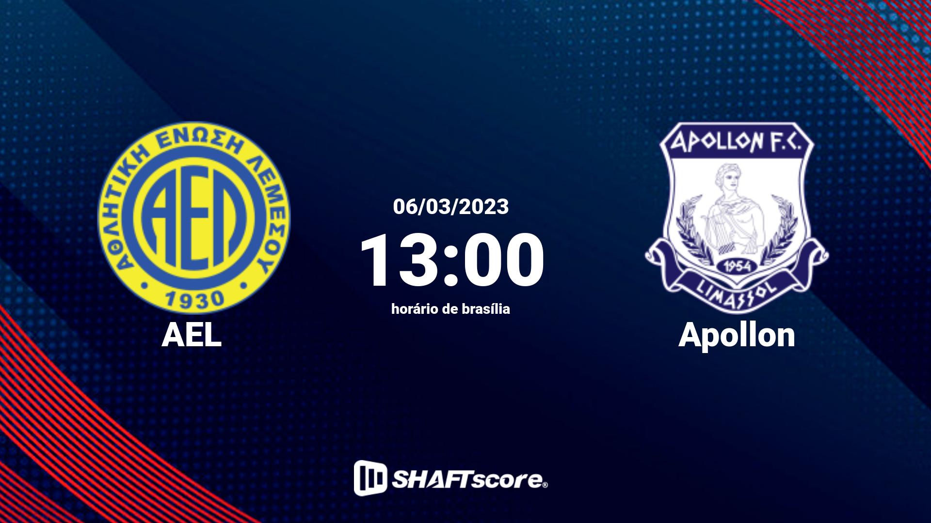 Estatísticas do jogo AEL vs Apollon 06.03 13:00