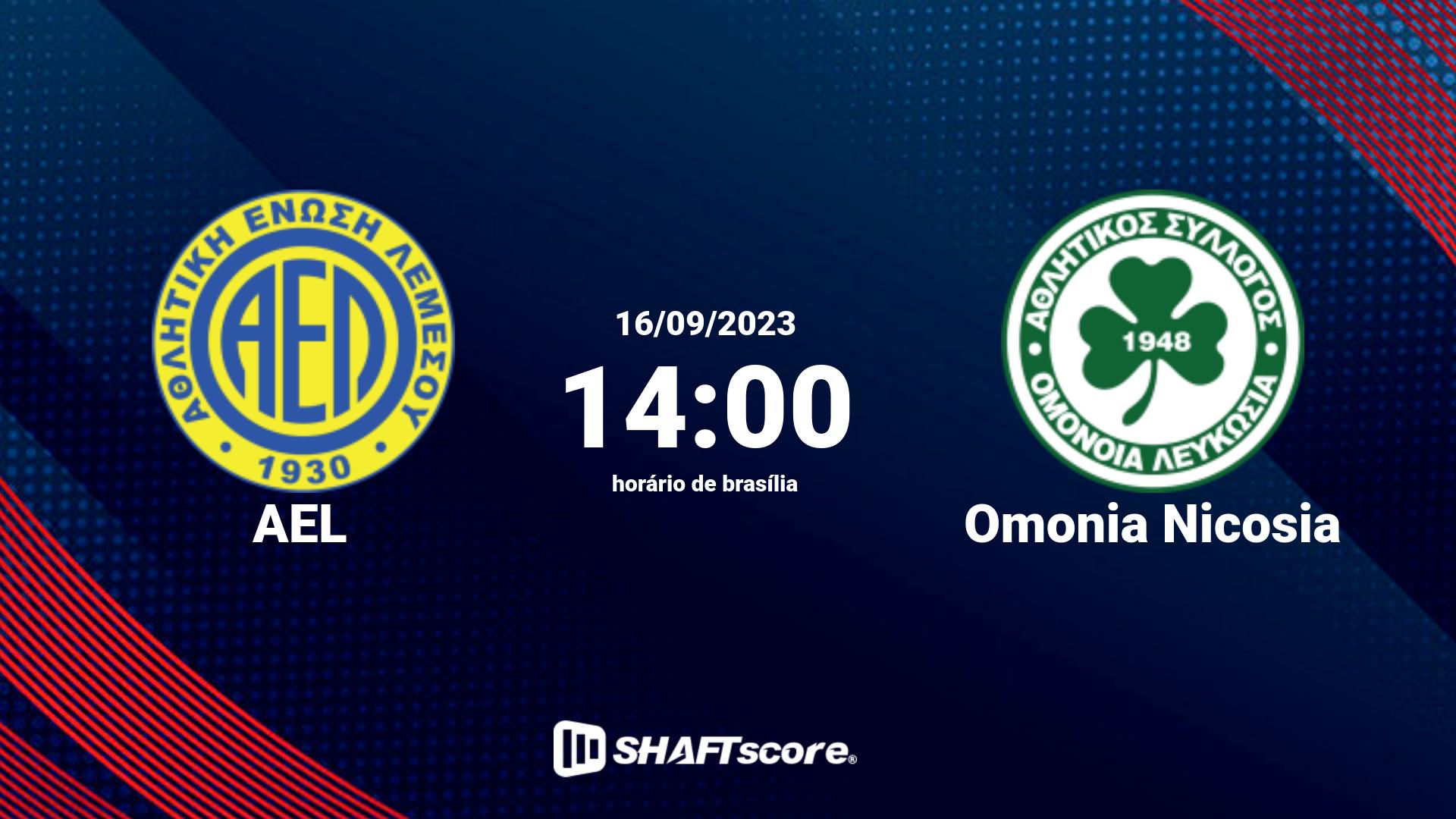 Estatísticas do jogo AEL vs Omonia Nicosia 16.09 14:00