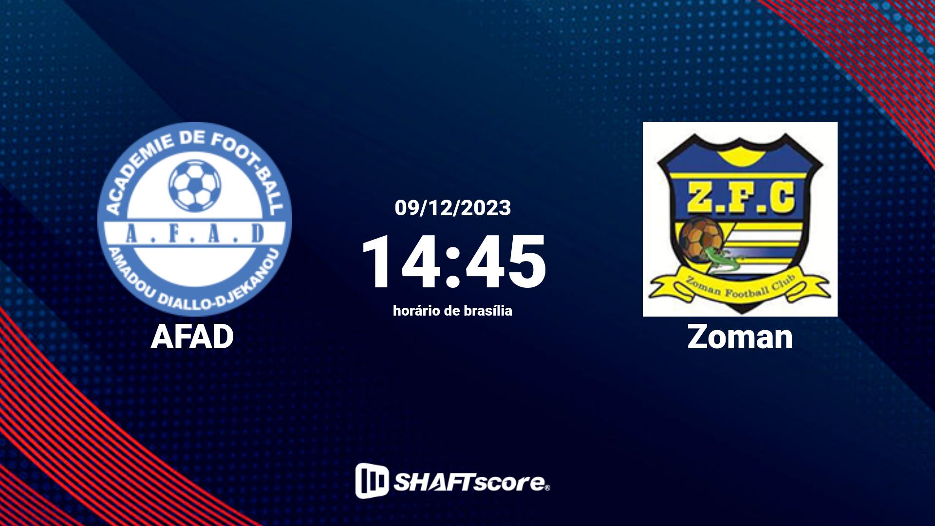 Estatísticas do jogo AFAD vs Zoman 09.12 14:45