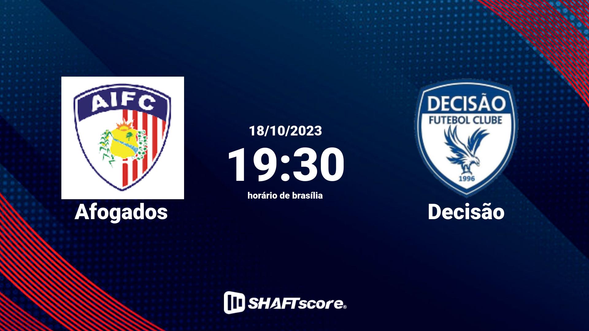 Estatísticas do jogo Afogados vs Decisão 18.10 19:30