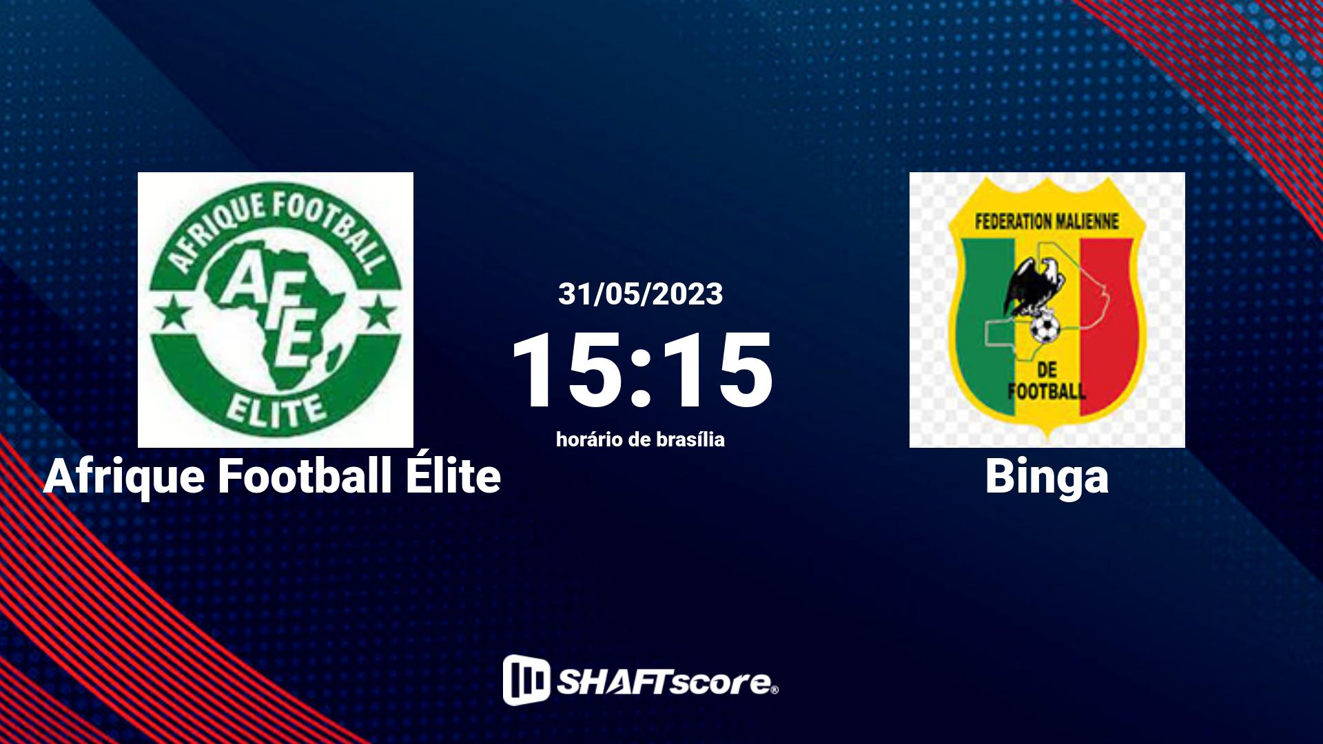 Estatísticas do jogo Afrique Football Élite vs Binga 31.05 15:15