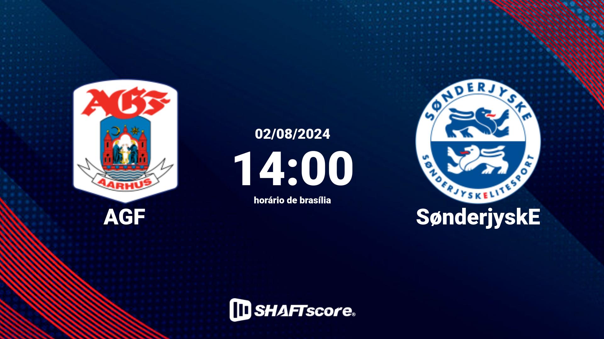 Estatísticas do jogo AGF vs SønderjyskE 02.08 14:00