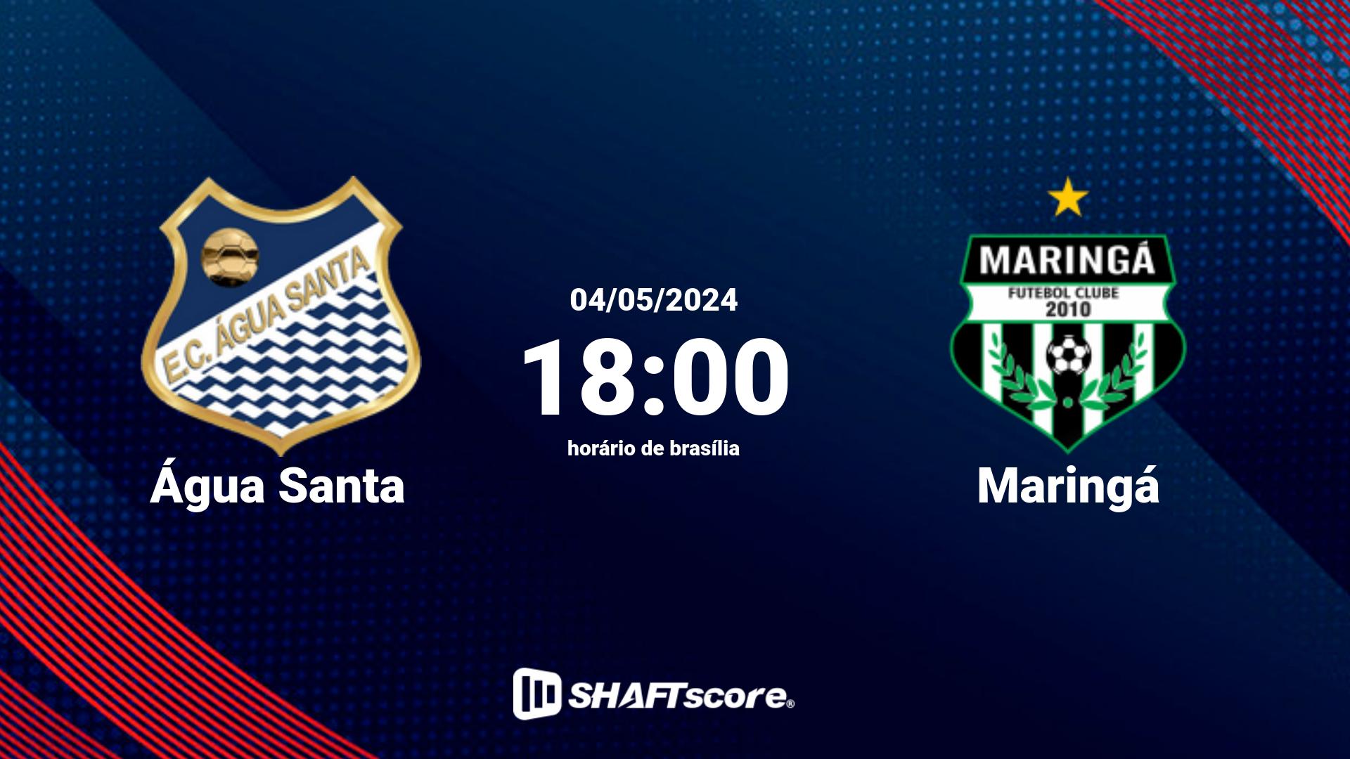 Estatísticas do jogo Água Santa vs Maringá 04.05 18:00