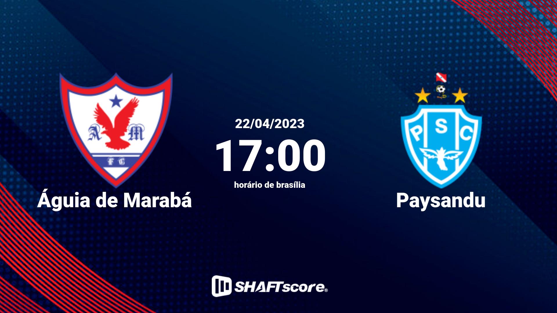 Estatísticas do jogo Águia de Marabá vs Paysandu 22.04 17:00