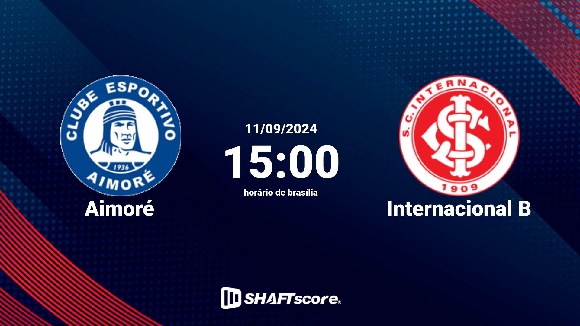 Estatísticas do jogo Aimoré vs Internacional B 11.09 15:00