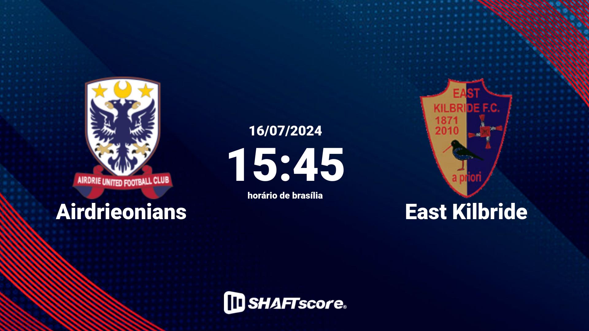 Estatísticas do jogo Airdrieonians vs East Kilbride 16.07 15:45