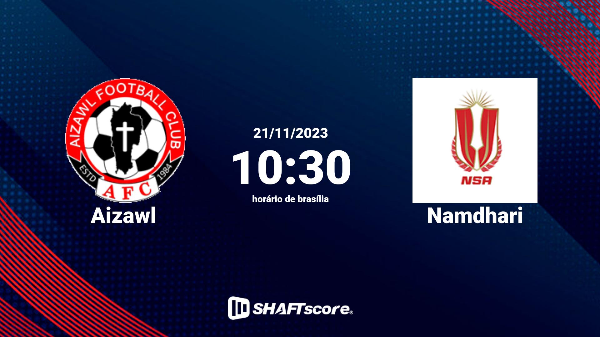 Estatísticas do jogo Aizawl vs Namdhari 21.11 10:30