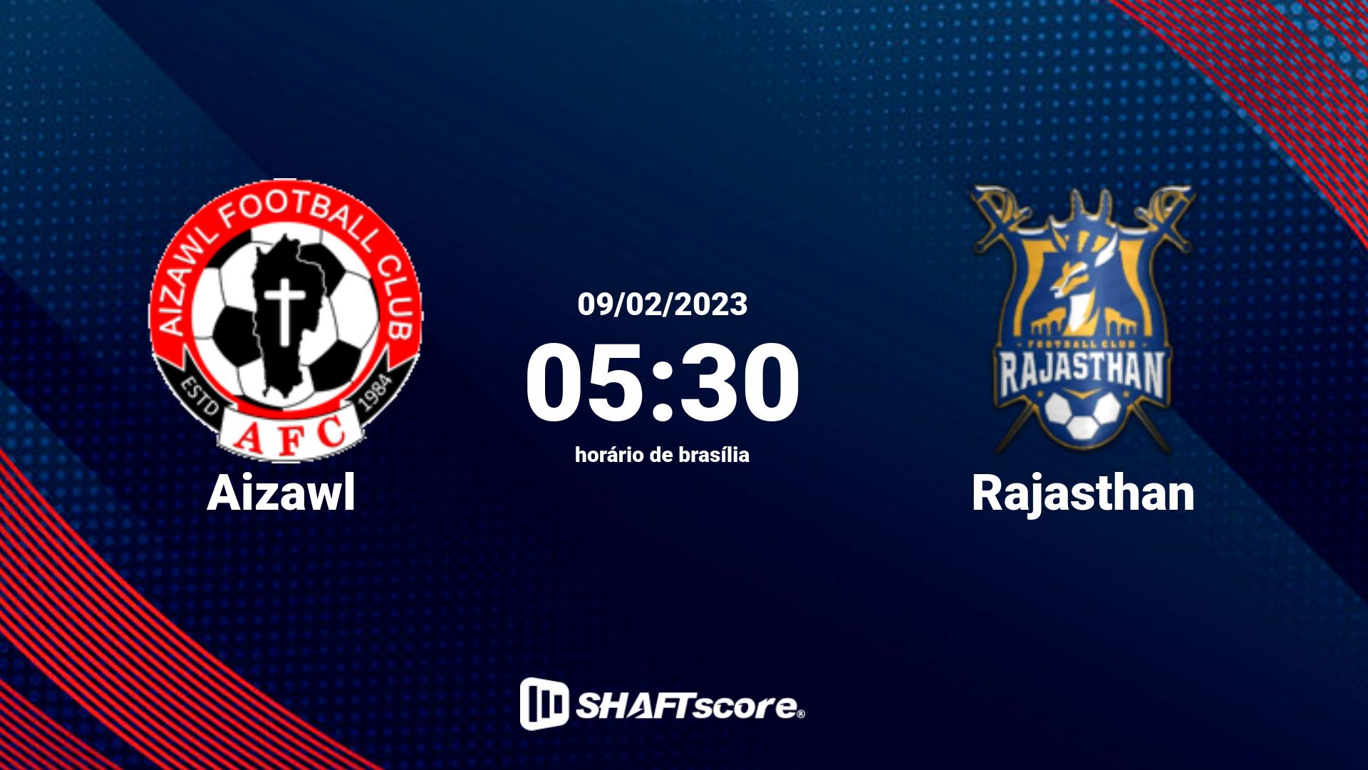 Estatísticas do jogo Aizawl vs Rajasthan 09.02 05:30