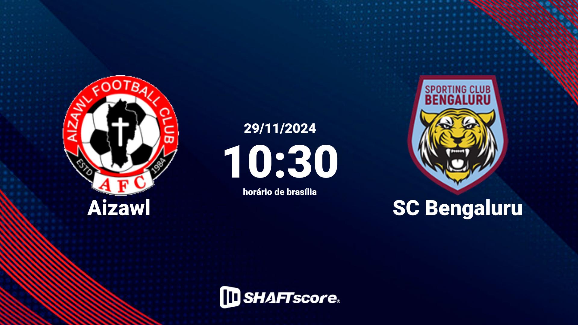 Estatísticas do jogo Aizawl vs SC Bengaluru 29.11 10:30