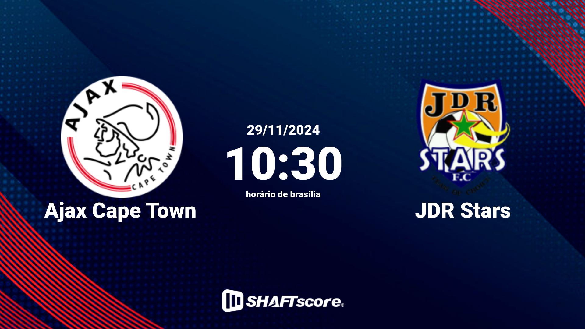 Estatísticas do jogo Ajax Cape Town vs JDR Stars 29.11 10:30