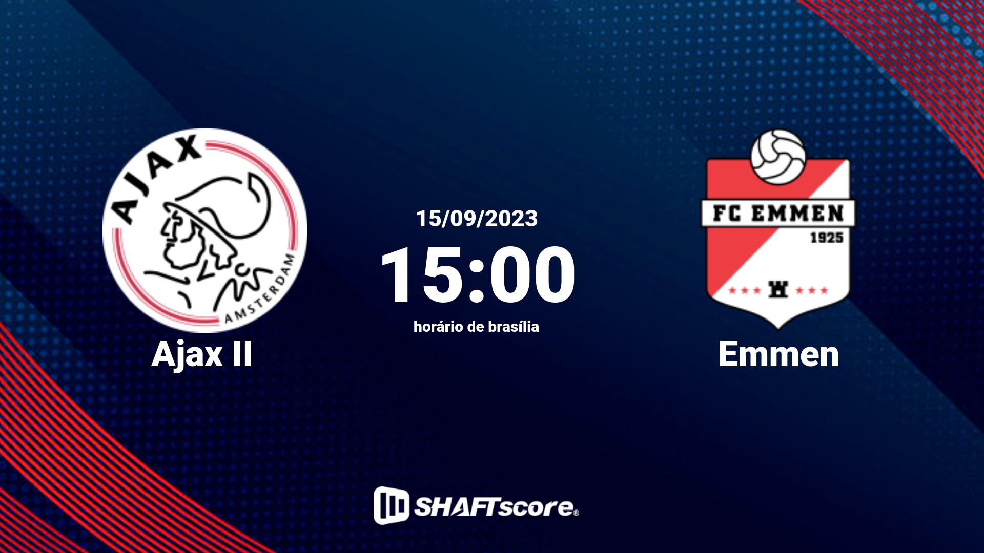 Estatísticas do jogo Ajax II vs Emmen 15.09 15:00