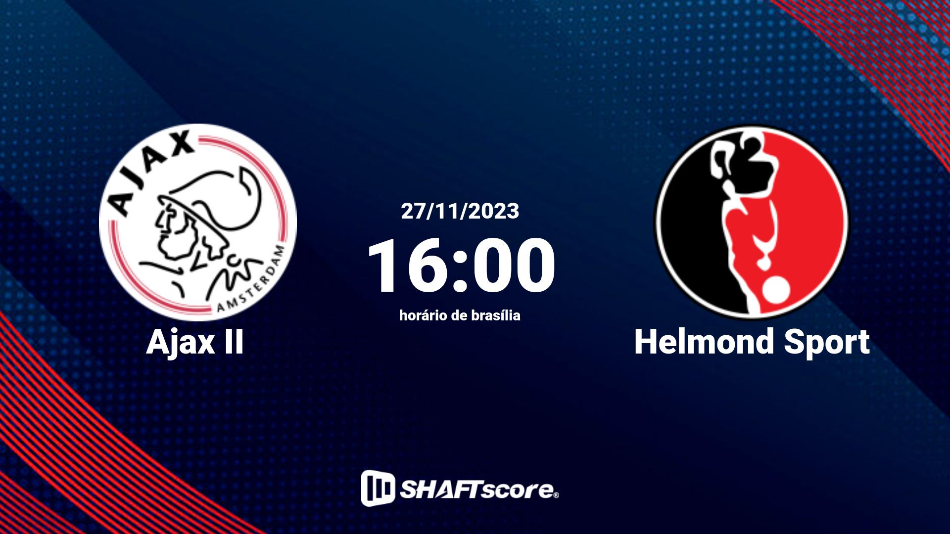 Estatísticas do jogo Ajax II vs Helmond Sport 27.11 16:00