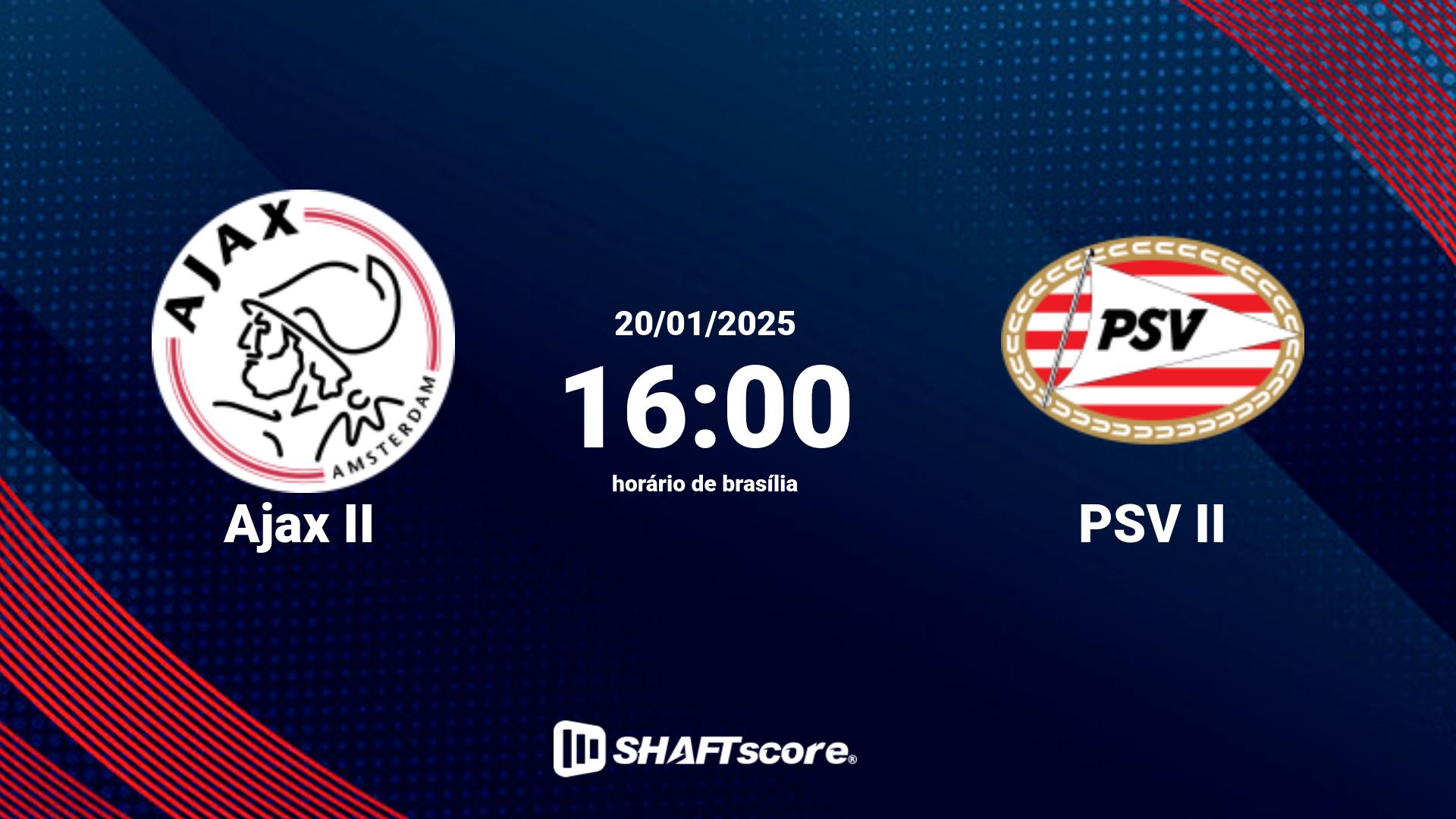 Estatísticas do jogo Ajax II vs PSV II 20.01 16:00