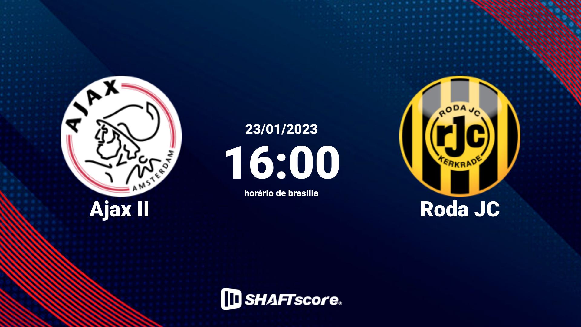 Estatísticas do jogo Ajax II vs Roda JC 23.01 16:00