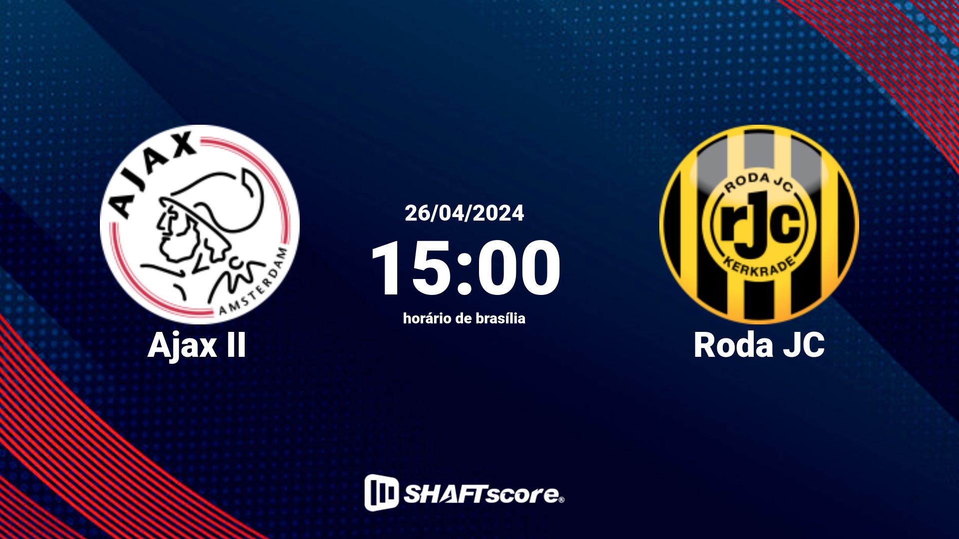 Estatísticas do jogo Ajax II vs Roda JC 26.04 15:00