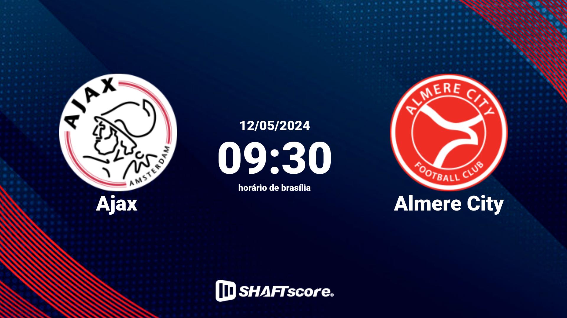 Estatísticas do jogo Ajax vs Almere City 12.05 09:30