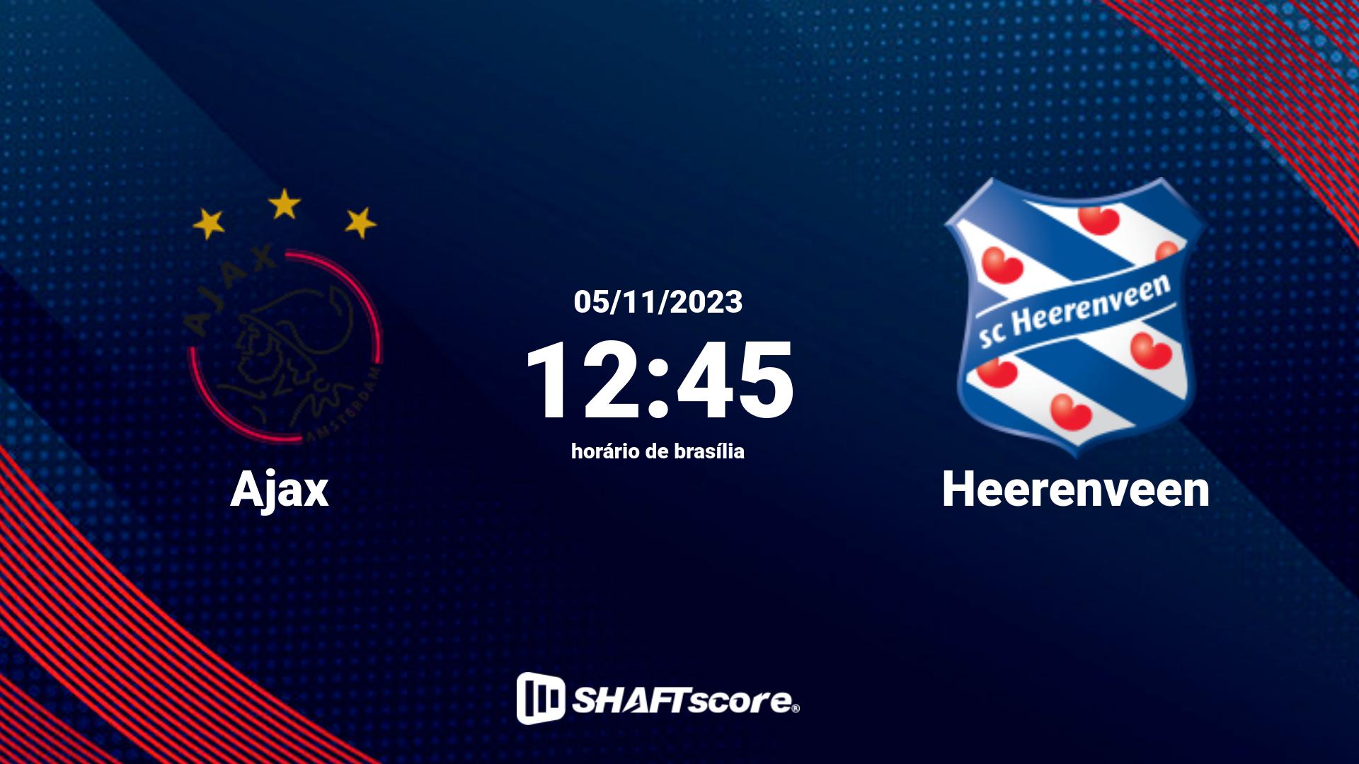 Estatísticas do jogo Ajax vs Heerenveen 05.11 12:45