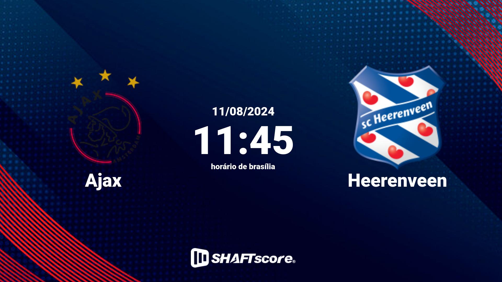 Estatísticas do jogo Ajax vs Heerenveen 11.08 11:45