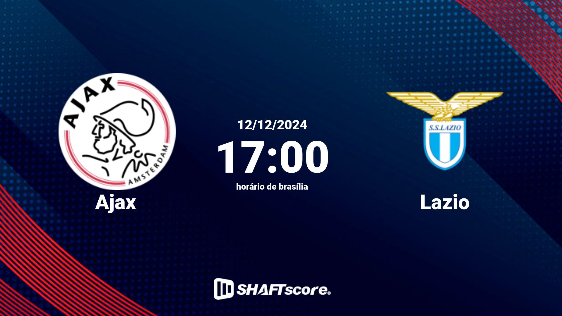 Estatísticas do jogo Ajax vs Lazio 12.12 17:00