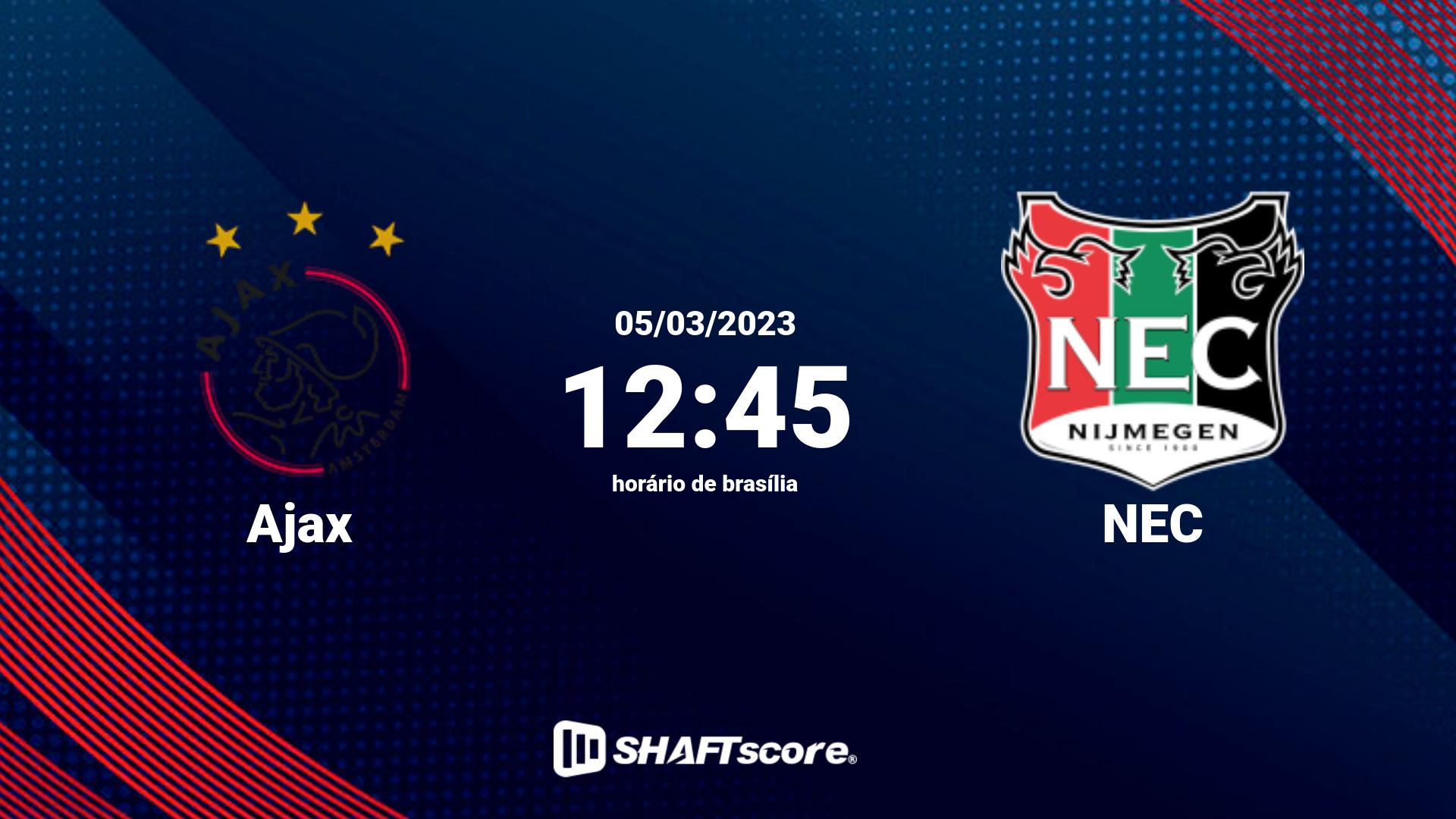 Estatísticas do jogo Ajax vs NEC 05.03 12:45