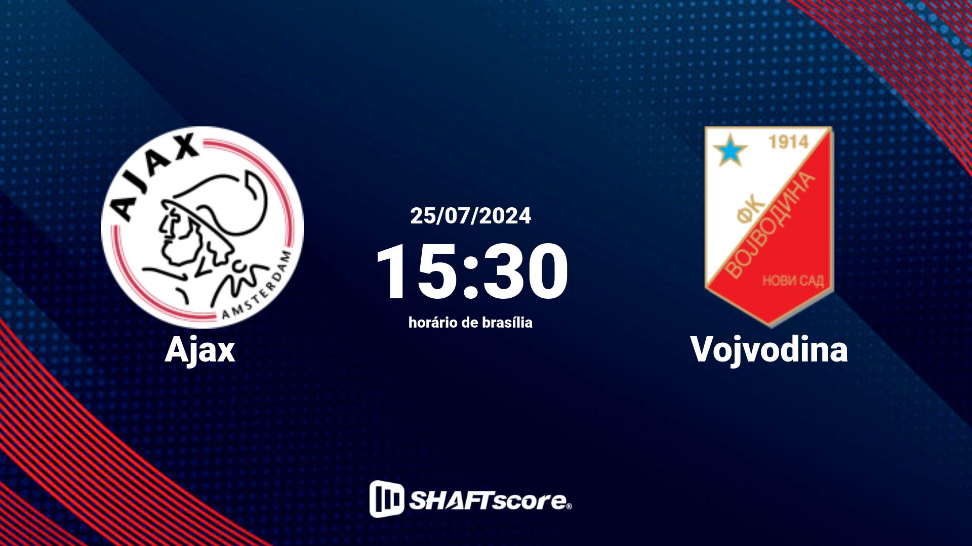 Estatísticas do jogo Ajax vs Vojvodina 25.07 15:30