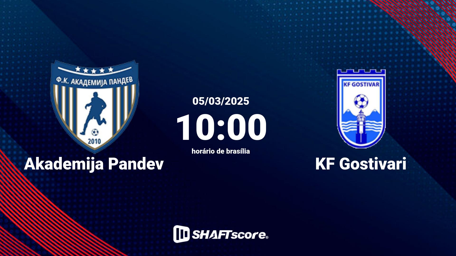 Estatísticas do jogo Akademija Pandev vs KF Gostivari 05.03 10:00