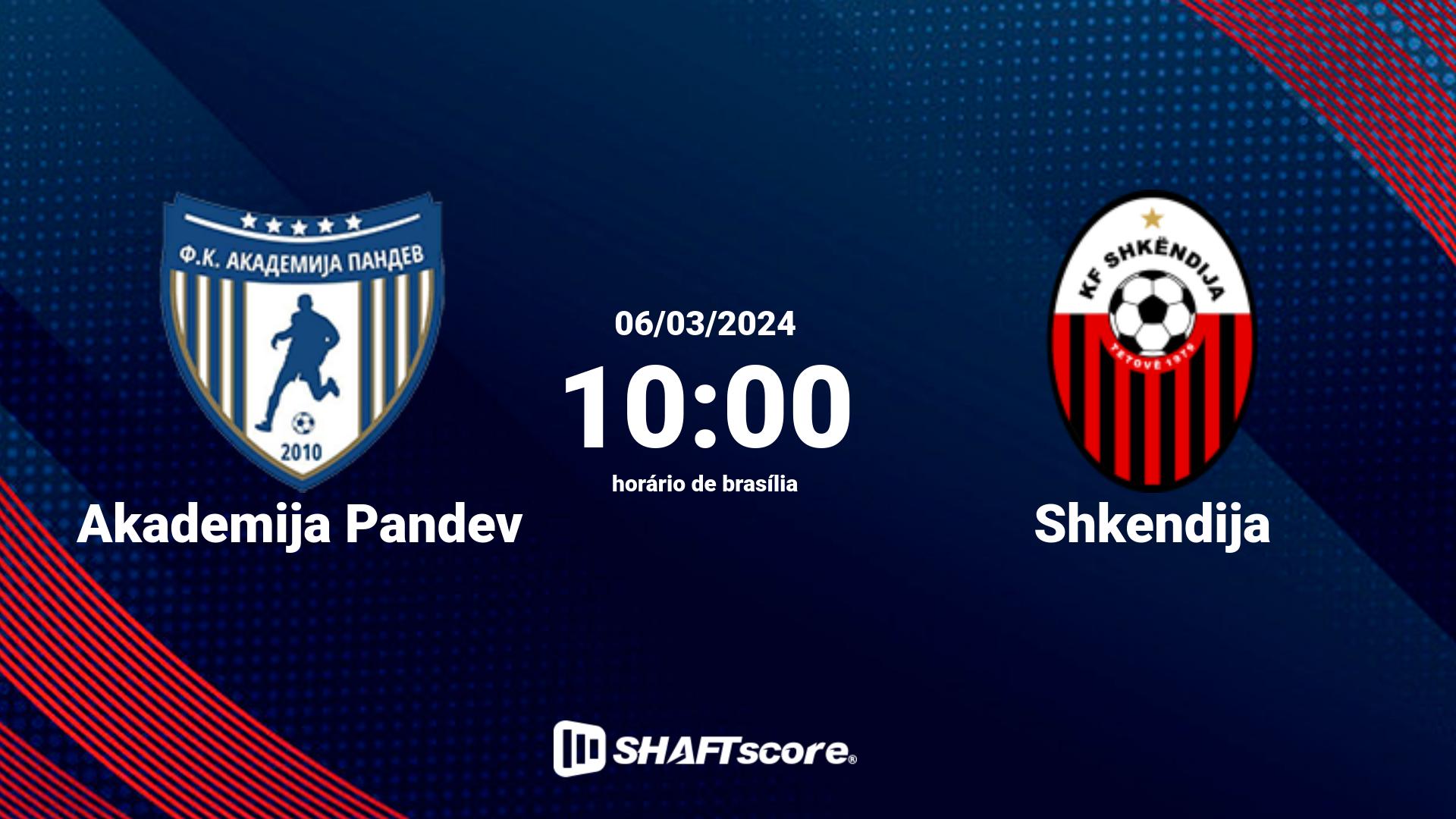 Estatísticas do jogo Akademija Pandev vs Shkendija 06.03 10:00