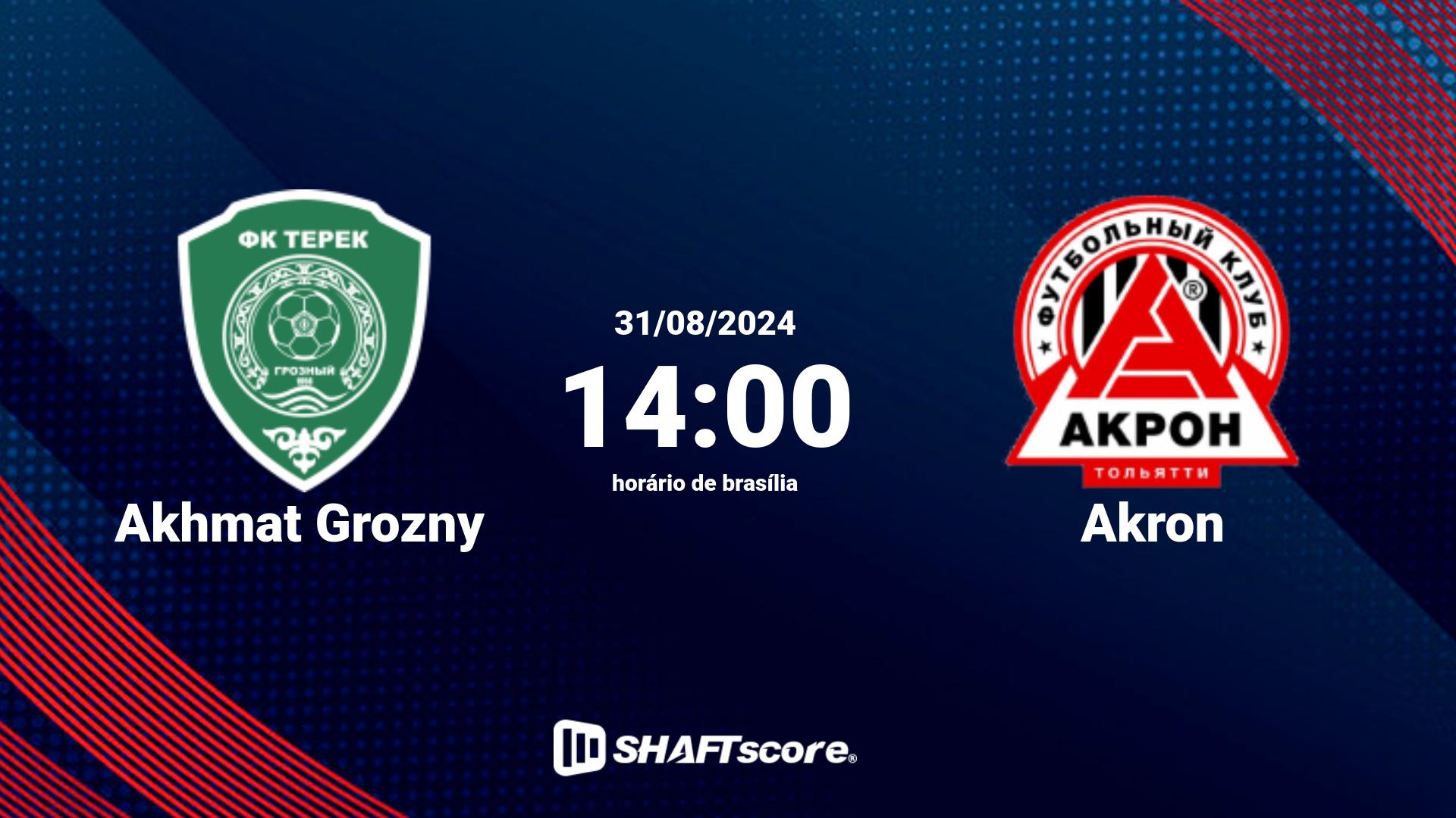 Estatísticas do jogo Akhmat Grozny vs Akron 31.08 14:00