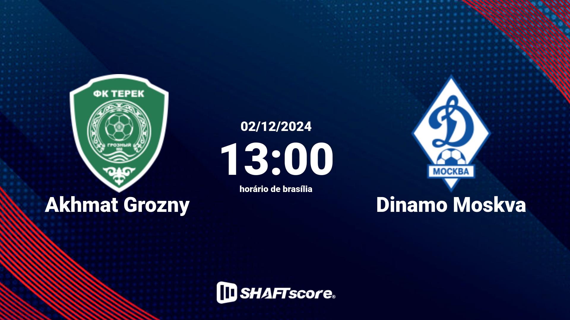 Estatísticas do jogo Akhmat Grozny vs Dinamo Moskva 02.12 13:00