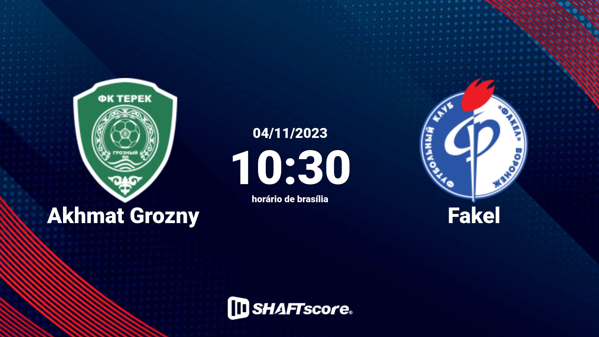 Estatísticas do jogo Akhmat Grozny vs Fakel 04.11 10:30