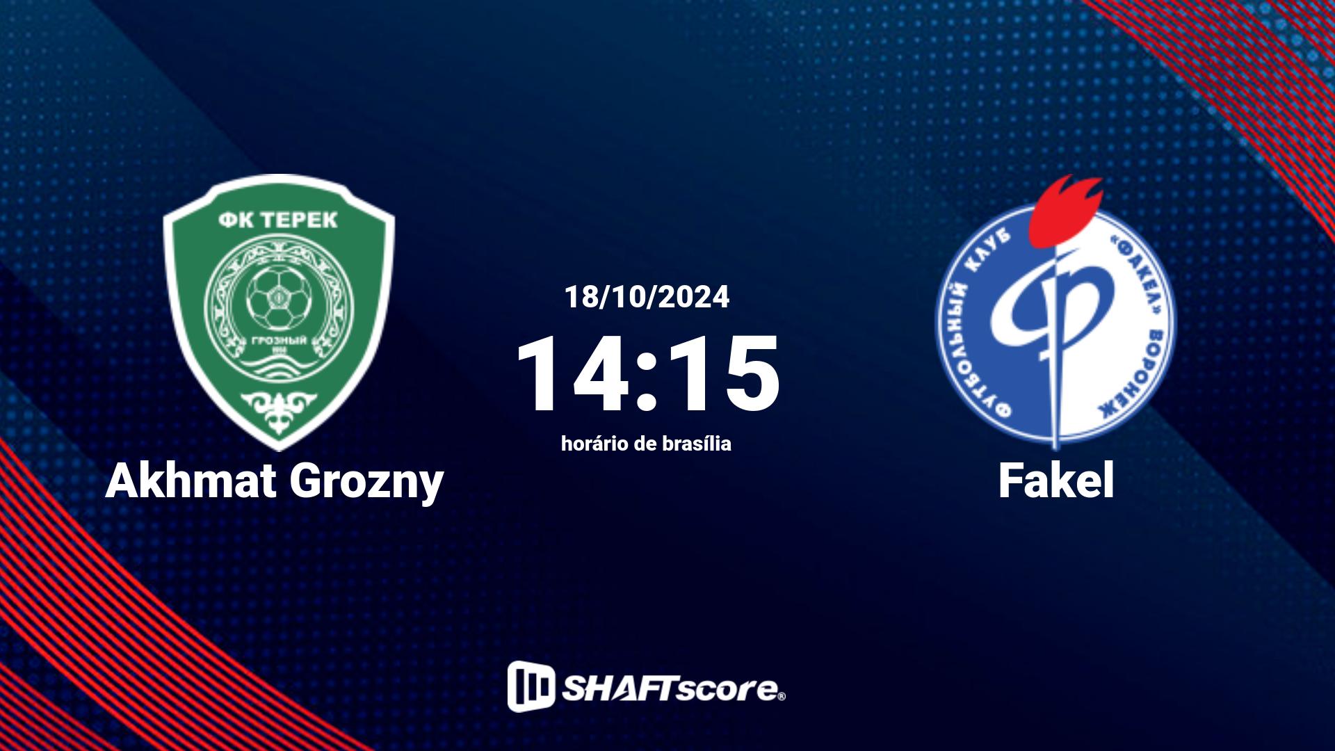 Estatísticas do jogo Akhmat Grozny vs Fakel 18.10 14:15