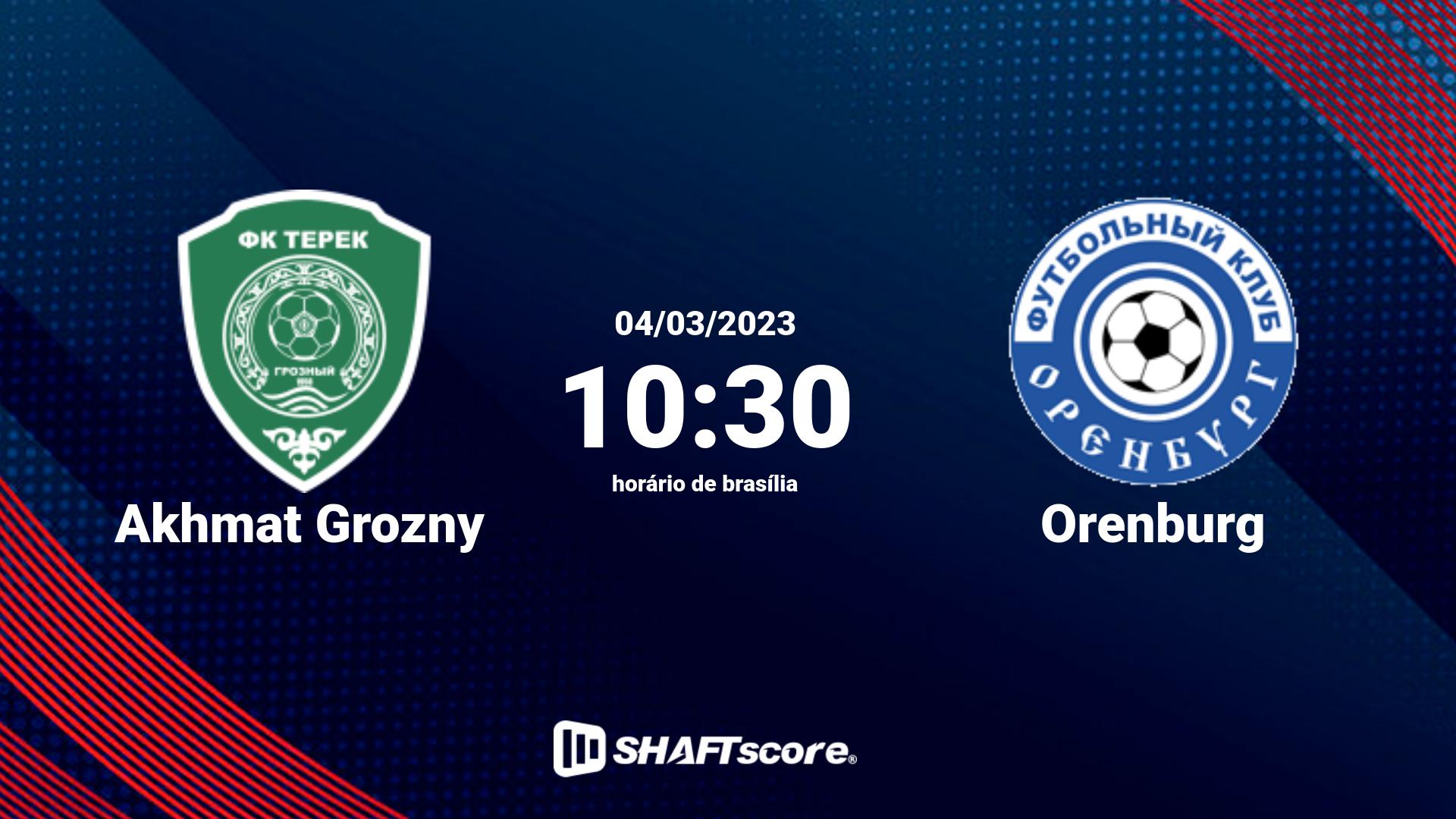 Estatísticas do jogo Akhmat Grozny vs Orenburg 04.03 10:30