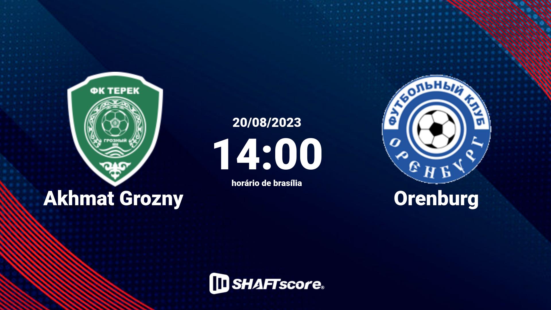 Estatísticas do jogo Akhmat Grozny vs Orenburg 20.08 14:00