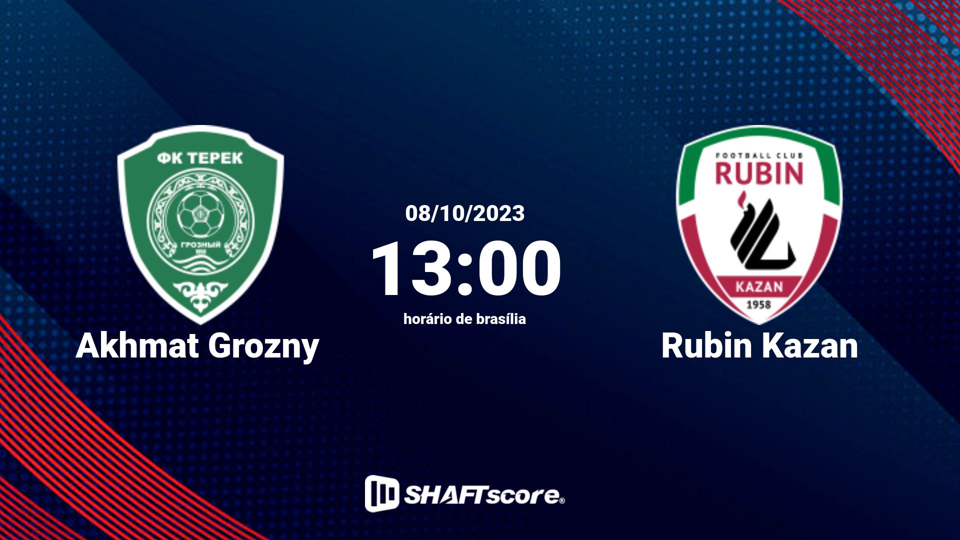 Estatísticas do jogo Akhmat Grozny vs Rubin Kazan 08.10 13:00