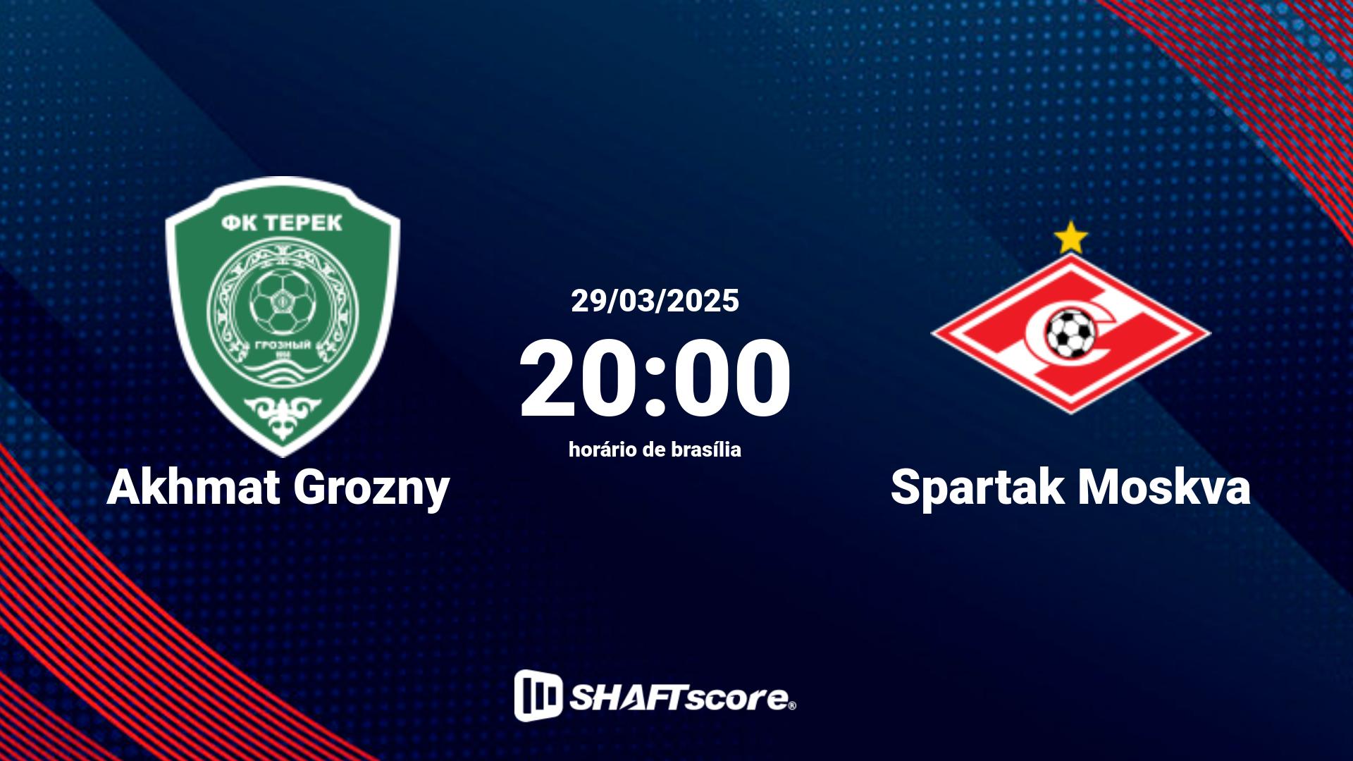 Estatísticas do jogo Akhmat Grozny vs Spartak Moskva 29.03 20:00