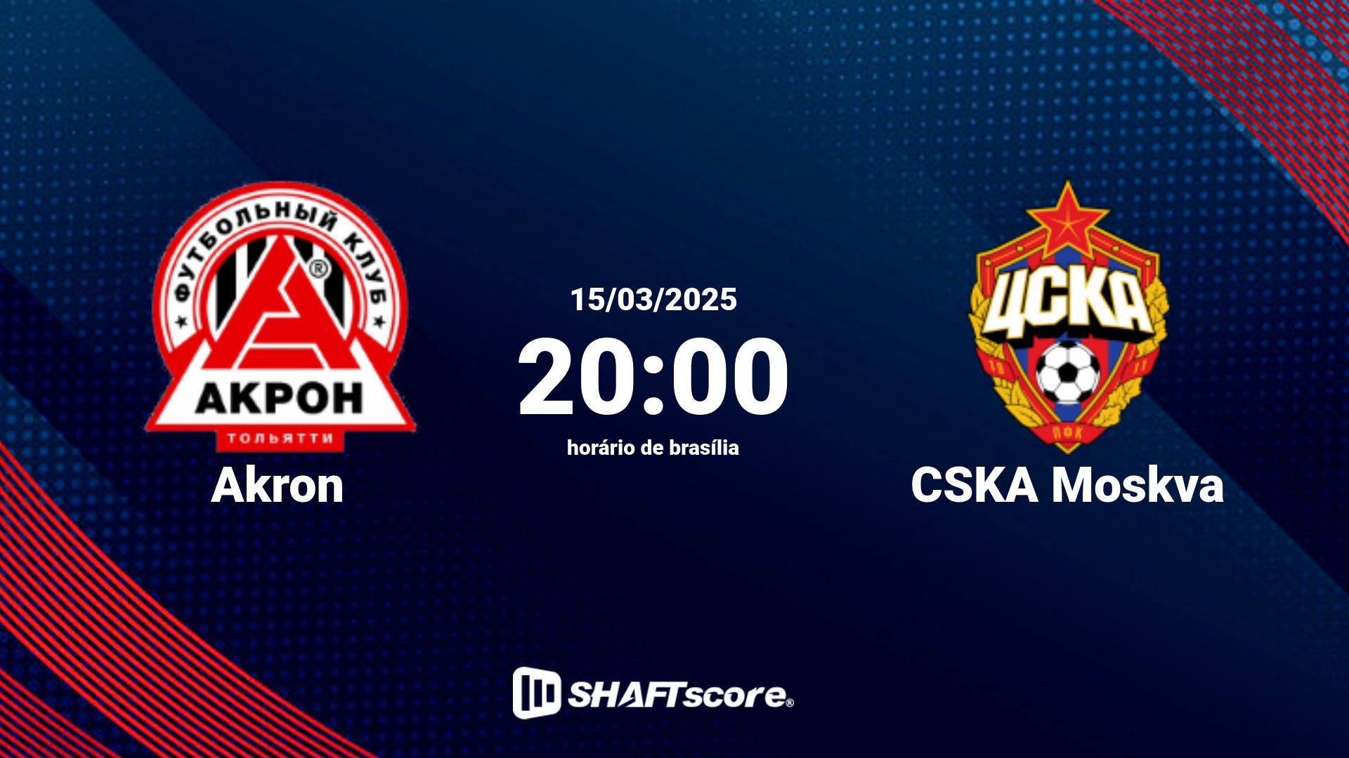 Estatísticas do jogo Akron vs CSKA Moskva 15.03 20:00