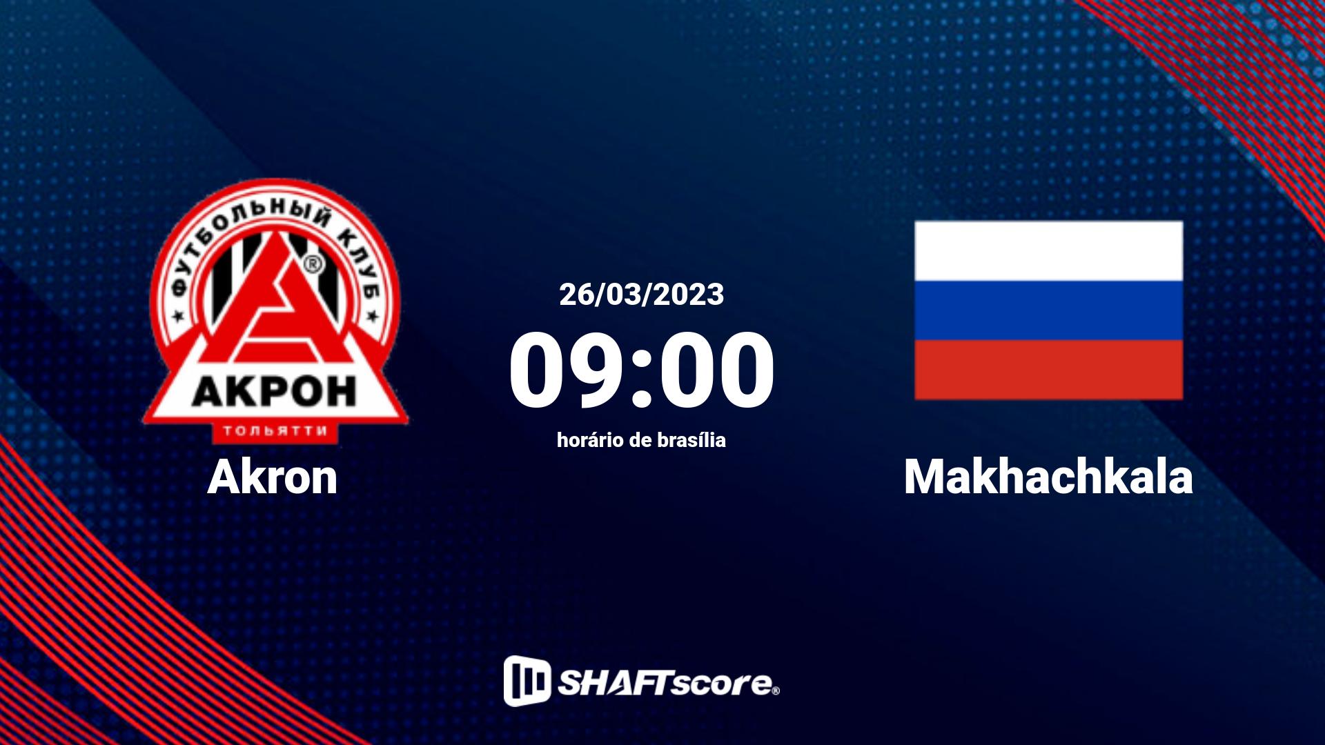 Estatísticas do jogo Akron vs Makhachkala 26.03 09:00