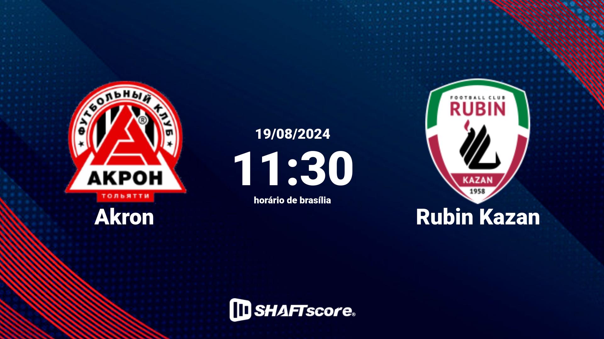 Estatísticas do jogo Akron vs Rubin Kazan 19.08 11:30