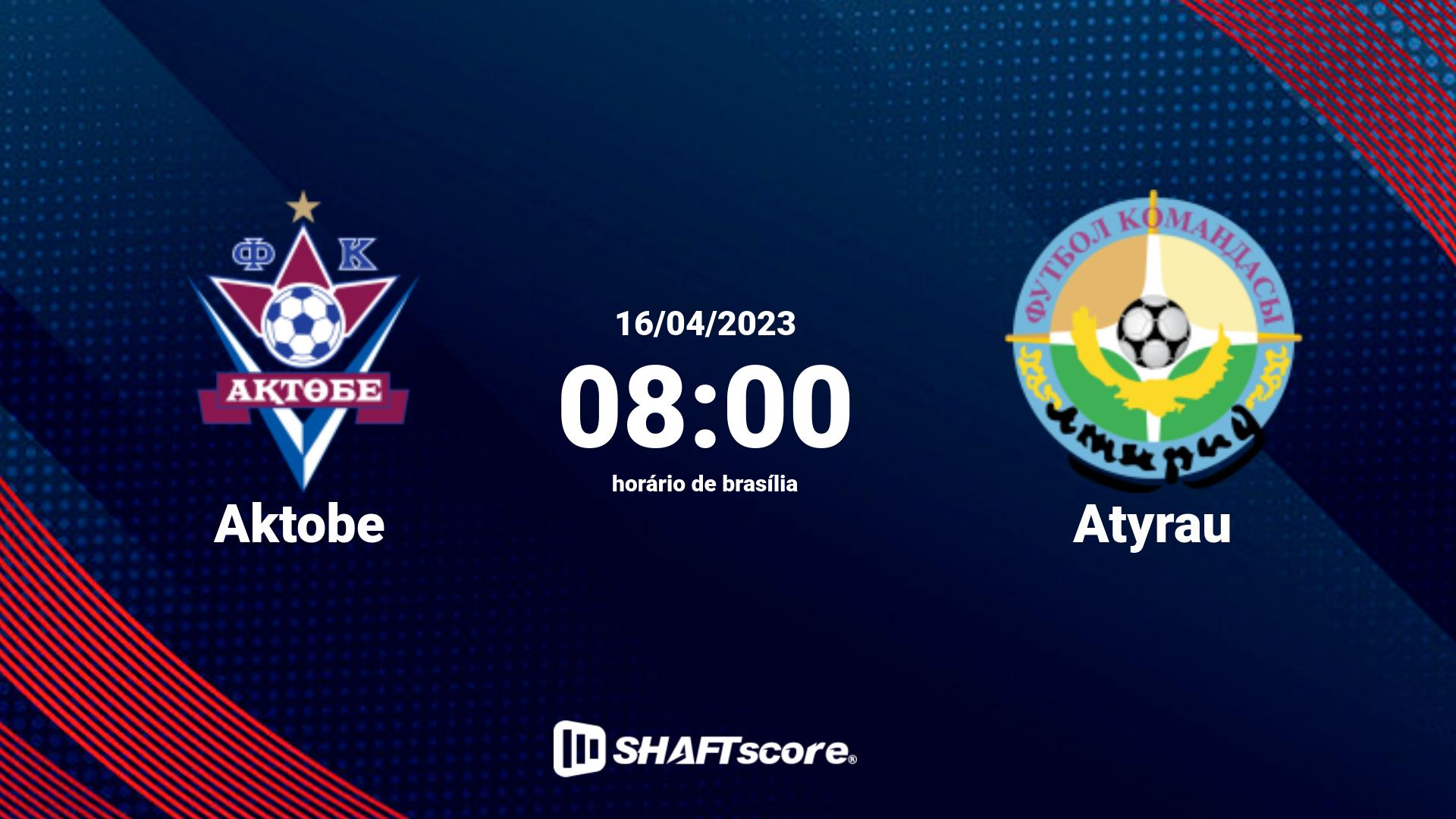 Estatísticas do jogo Aktobe vs Atyrau 16.04 08:00