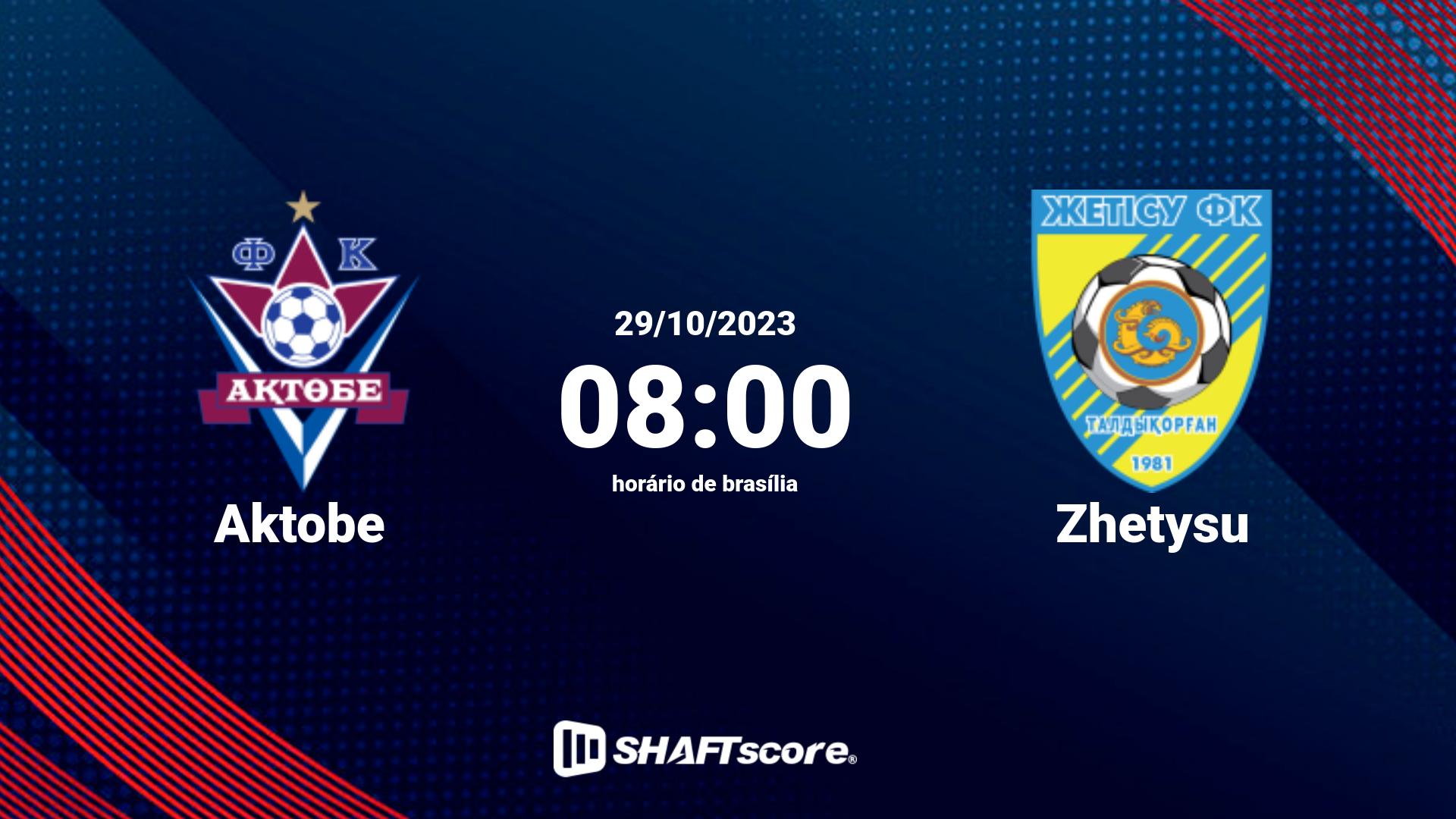 Estatísticas do jogo Aktobe vs Zhetysu 29.10 08:00