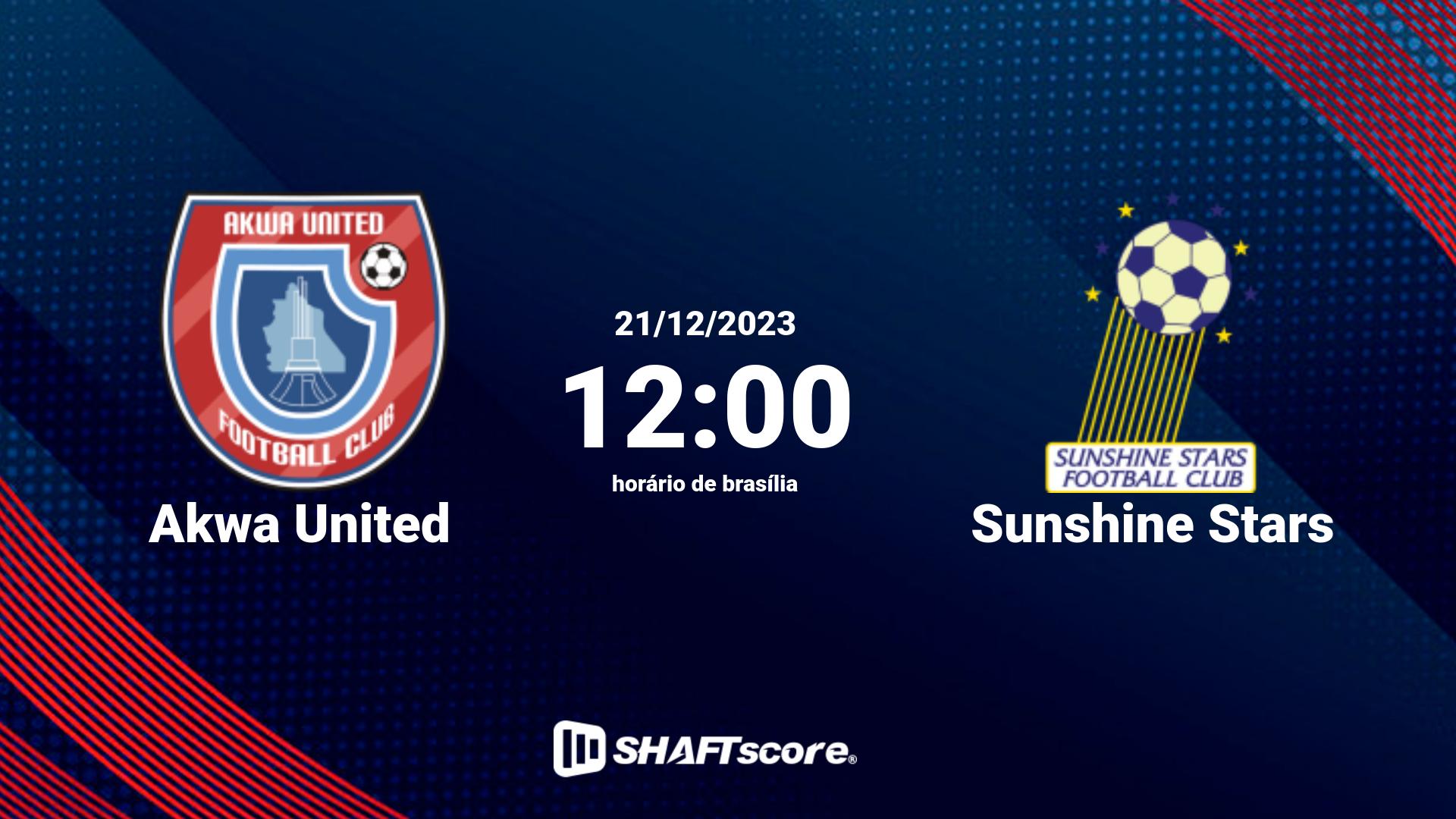 Estatísticas do jogo Akwa United vs Sunshine Stars 21.12 12:00