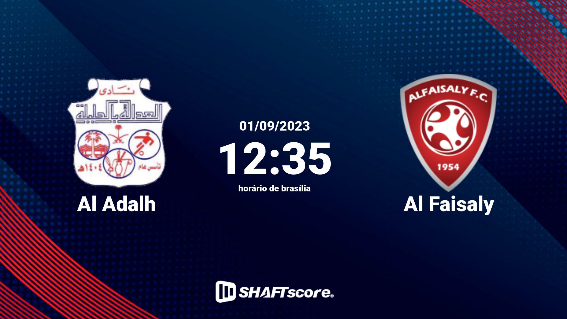 Estatísticas do jogo Al Adalh vs Al Faisaly 01.09 12:35